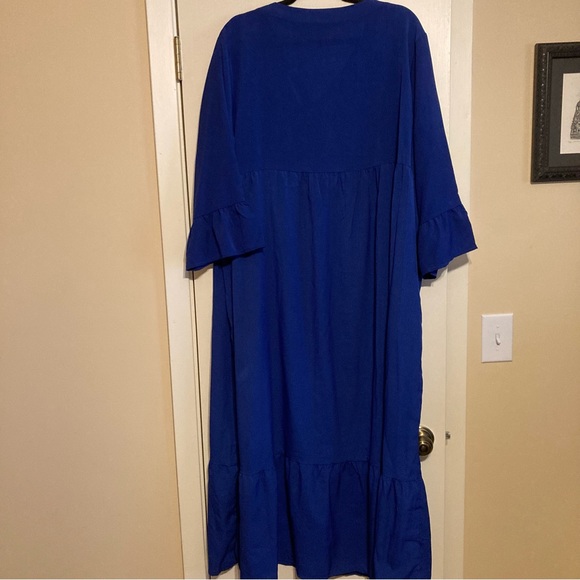 Royal blue flounce sleeve smock dress - Picture 4 of 4